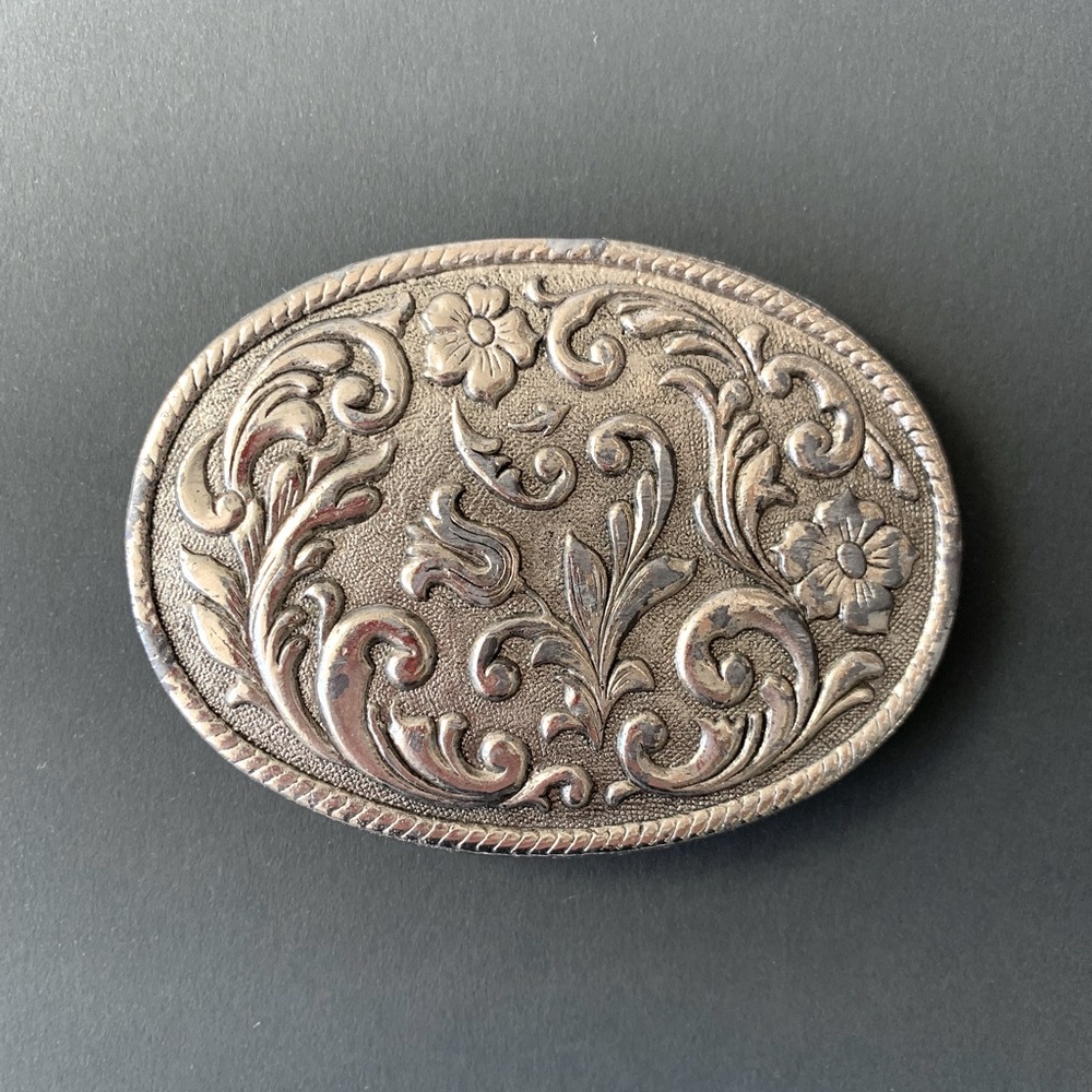 Belt Buckle- Western Style- Silver-tone